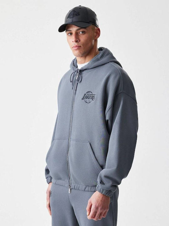 Men's Fleece Jacket with Gray Hood