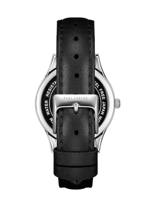 Paul Lorens Women's Watch with Black Leather Strap