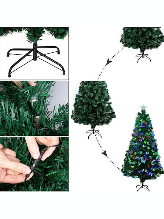 Brad de Crăciun 210cm cu Iluminare cu Fibre Optice