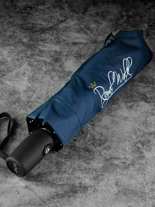 Royal Walk Rezistent la vânt Automat Umbrelă de ploaie Compact Albastru marin