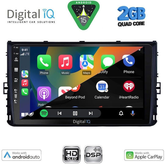 Digital IQ Car Audio System for Volkswagen Polo / T-Roc / T-Cross 2017 (Bluetooth/USB/WiFi/GPS/Apple-Carplay/Android-Auto) with Touch Screen 9"