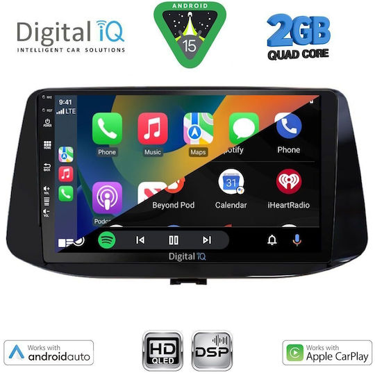 Digital IQ Car Audio System for Hyundai i30 2018 (Bluetooth/USB/WiFi/GPS/Apple-Carplay/Android-Auto) with Touch Screen 9"