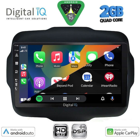 Digital IQ Car Audio System for Jeep Renegade 2014 (Bluetooth/USB/WiFi/GPS/Apple-Carplay/Android-Auto) with Touch Screen 9"