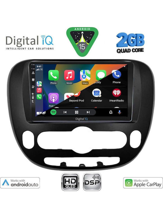 Digital IQ Auto-Audiosystem für Kia Seele 2014 (Bluetooth/USB/WiFi/GPS/Apple-Carplay/Android-Auto) mit Touchscreen 9"