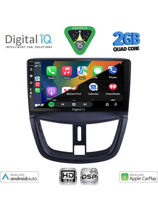 Digital IQ Car Audio System for Peugeot 207 2007-2014 (Bluetooth/USB/WiFi/GPS/Apple-Carplay/Android-Auto) with Touch Screen 9"