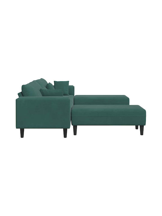 Colțar Canapea U-Shaped Catifea Verde Închis Cu Perne Decorative 250x77x76cm