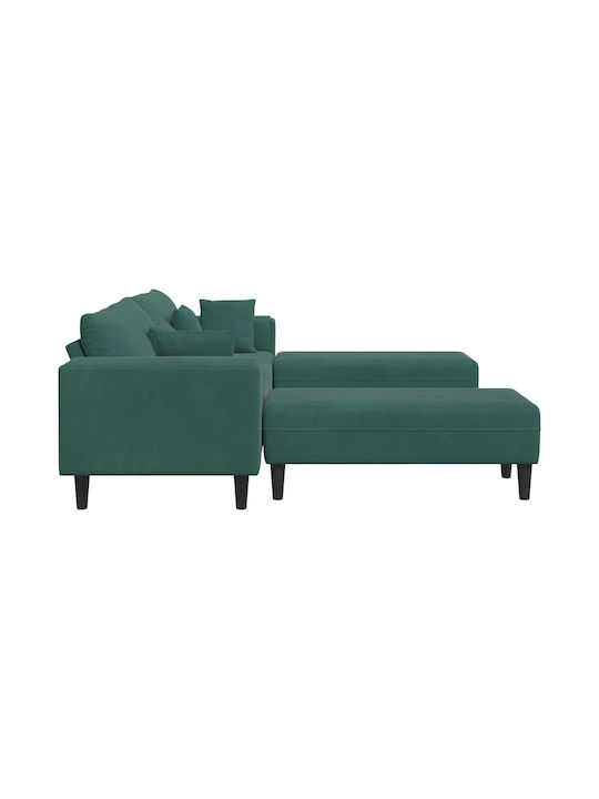 Colțar Canapea U-Shaped Catifea Verde Închis Cu Perne Decorative 250x77x76cm