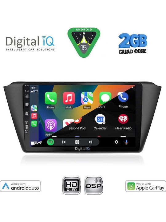Digital IQ Car Audio System for Skoda Fabia 2015-2022 (Bluetooth/USB/WiFi/GPS/Apple-Carplay/Android-Auto) with Touch Screen 9"