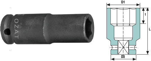 Cap Priză Impact 1/2'' 6 Fețe 17 Mm Lung