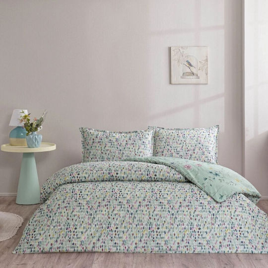 Tac Set Huse Pentru Pilote 100% Bumbac 200x220cm Dublă Cu 2 Fețe De Pernă & 1 Cearșaf Mint