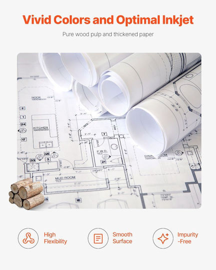 Vevor Plotter Paper Roll 762mm x 152.4m 80gr/m² KFDYZ3INCH306THZW001V0