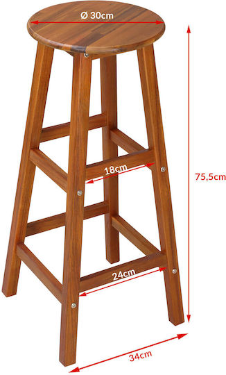 Stool for Bar Outdoor Brown 34x34x76cm