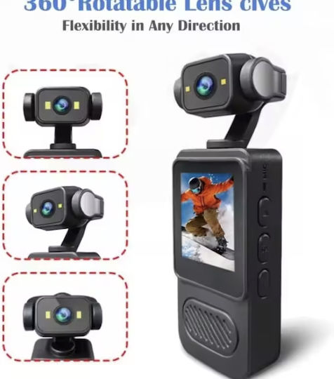 RS438193 Action Camera Full HD (1080p) Λήψης 360° με Οθόνη 1.31" και Wi-Fi Μαύρη