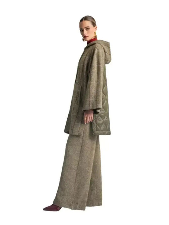 Women's Khaki Coat Oversized with Buttons