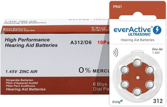 everActive Ultrasonic Батерии За Слухови Апарати 312 1.45V 60бр