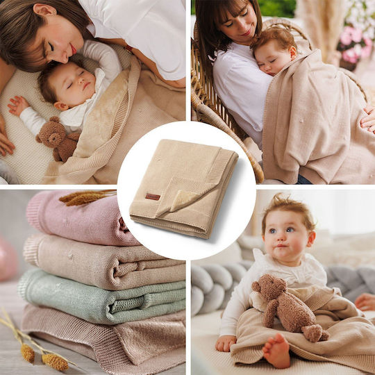 Babyono Одеяло Детски пелени за пелени 100% памук Бежов 75x100см.