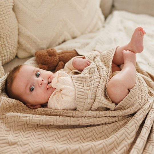 Babyono Blanket Nursery Swaddling Blankets Knitted Beige 75x100cm