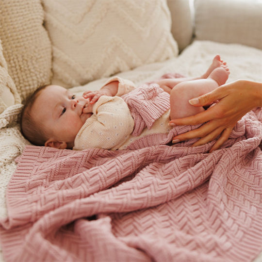 Babyono Blanket Nursery Swaddling Blankets Knitted Pink 75x100cm