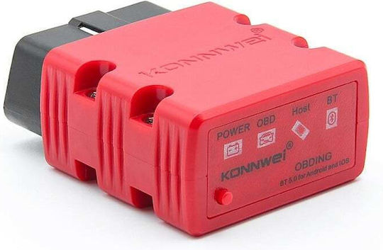 Instrument de Diagnosticare Auto Konnwei Kw902 Mini Elm327 Bluetooth 5.0 Obd2 Compatibil Android Windows Pc Roșu