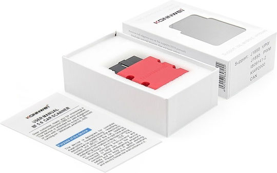 Instrument de Diagnosticare Auto Konnwei Kw902 Mini Elm327 Bluetooth 5.0 Obd2 Compatibil Android Windows Pc Roșu