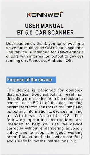 Instrument de Diagnosticare Auto Konnwei Kw902 Mini Elm327 Bluetooth 5.0 Obd2 Compatibil Android Windows Pc Roșu