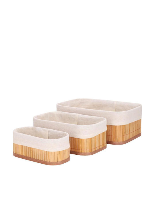 Aufbewahrungskorb Bamboo Braun 3Stück
