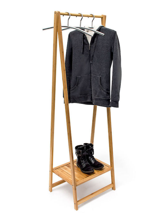 Relaxdays Floor Garment Rack made of Bamboo Beige 158.5x51cm