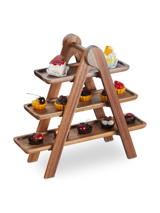 Relaxdays Lemn Platou pentru aperitive Maro Ø15xY15cm L38xl41xH15cm 1buc