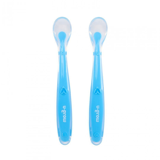 U-Grow Set pentru bebeluși cu Linguri din Silicon pentru 6+ luni Albastre 2buc