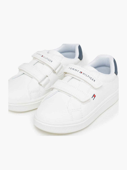 Kids Sneakers with Hoop & Loop Closure White