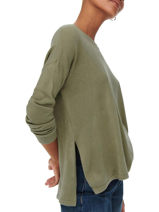 Lamalia Women's Blouse Long Sleeve with V Neckline Mermaid Olive