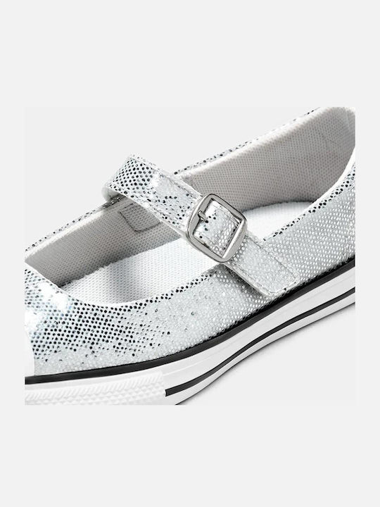 Kids Ballerinas Dainty Mary Jane with Adjustable Metal Clasp Gray