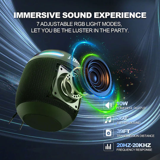 J-Brauv Pro Ηχείο Bluetooth 16W με Διάρκεια Μπαταρίας έως 15 ώρες Πράσινο