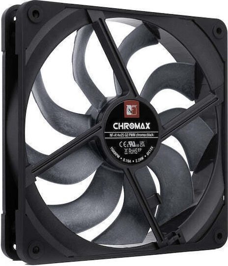 Noctua NF-A14x25 G2 PWM Case Fan 140mm (1500rpm / 91.58cfm) Χωρίς Led Φωτισμό και Σύνδεση 4-Pin chromax.Black