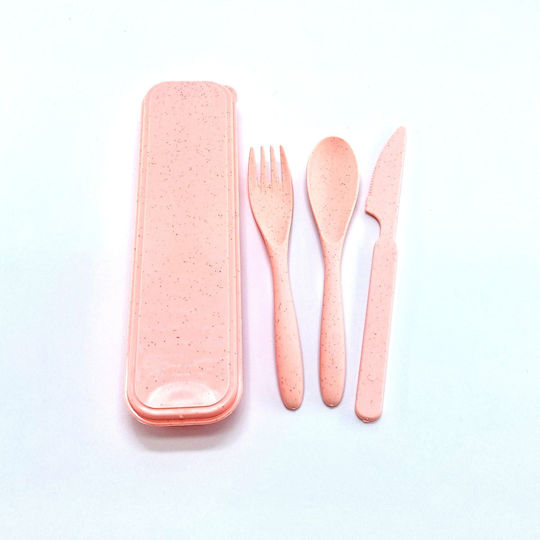 Baby Cutlery Set in Case Pink 3pcs