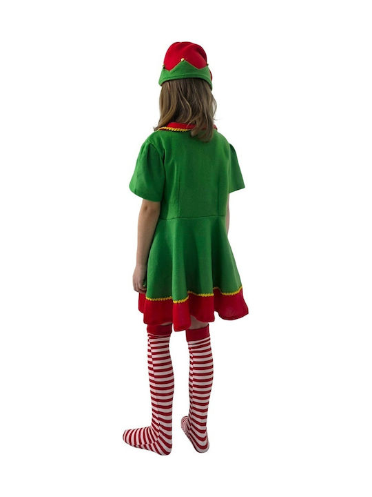 Costum De Crăciun Elfiță Dulce Pentru Fete – Set 3 Piese Rochie Dresuri Căciulă
