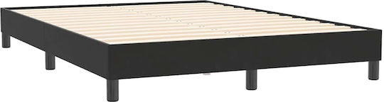 Doppelbett Bezogen Mit Stoff Schwarz mit Lattenrost & Matratze 160x210cm