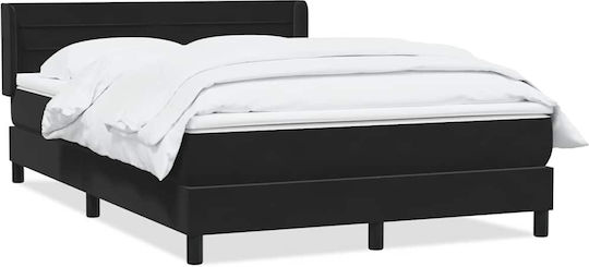Doppelbett Bezogen Mit Stoff Schwarz mit Lattenrost & Matratze 160x210cm