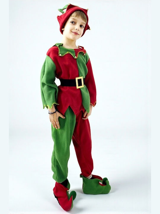 Christmas Elf Boys Costume Candy – 4-piece Set Blouse Pants Booties Hat