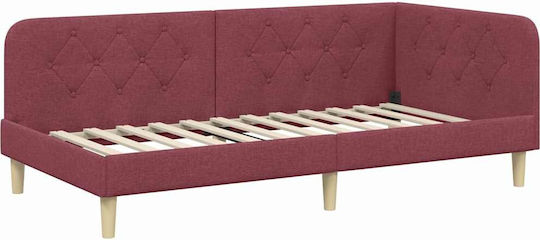 Kinderbett mit Lattenrost und Stoffbezug in Rot für 90x190cm Matratze