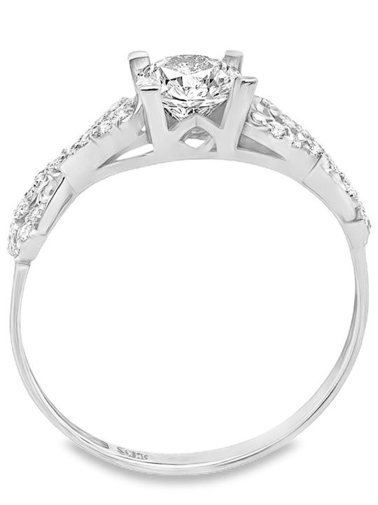 Xryseio Единичен камък от Бяло злато 14K