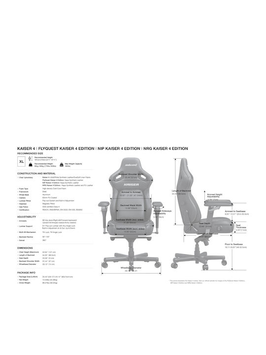 Anda Seat Kaiser 4 V2 XL Καρέκλα Gaming Δερματίνης με Ρυθμιζόμενα Μπράτσα Μωβ