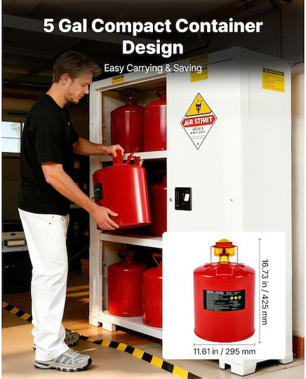 Vevor Gas Safety Can Red Safety Gasoline Can 19 Liters Type I Flame Arrester Stainless Steel Self-Closing Lid Pe Funnel Flammable Fuel Storage Can Carbon Steel Ergonomic Handle