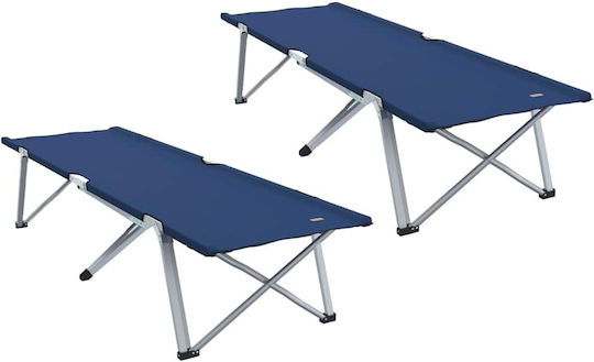 Folding Guest Bed Without Mattress Single Blue Set 2 Pieces 194x62.5x42.5cm