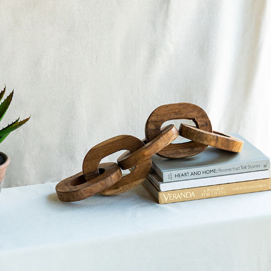 Artekko Woody Διακοσμητικές Αλυσίδες Ξύλο Teak Φυσική Απόχρωση 20x20x25 Cm 2pcs