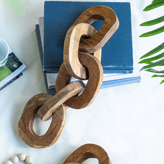 Artekko Woody Διακοσμητικές Αλυσίδες Ξύλο Teak Φυσική Απόχρωση 20x20x25 Cm 2pcs
