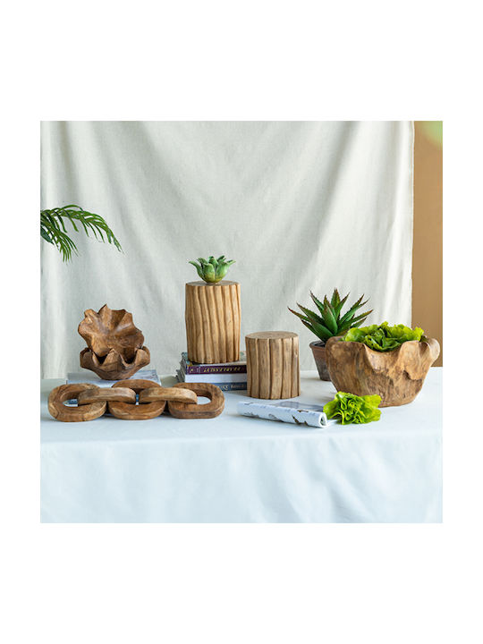 Artekko Woody Decorative Chains Wooden Teak Natural Shade 20x20x25 Cm 2 Pieces