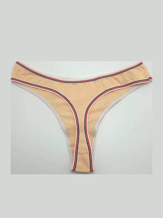 Damen-Slips Beigen Baumwoll-String