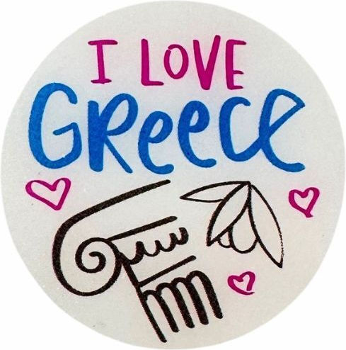 Gift Sticker I Love Greece 4cm Round 100pcs