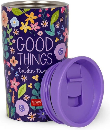 Legami Milano Hot+cold Glass Thermos Stainless Steel 275ml Flower